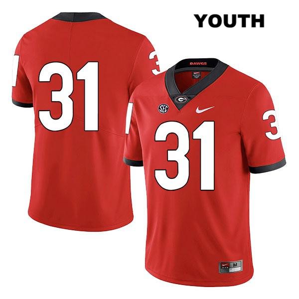 Georgia Bulldogs Youth Reid Tulowitzky #31 NCAA No Name Legend Authentic Red Nike Stitched College Football Jersey FQY4556TO